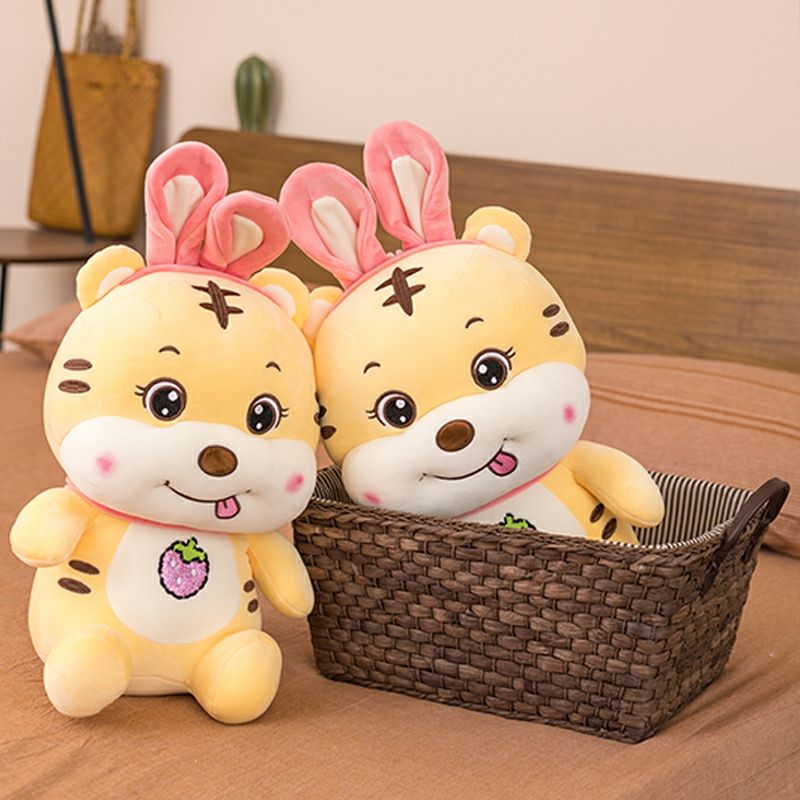Thú bông hổ tai thỏ lông mịn ngồi - Vàng - 35220