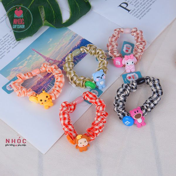 Cột tóc teen vải nhúng caro thú - 2501