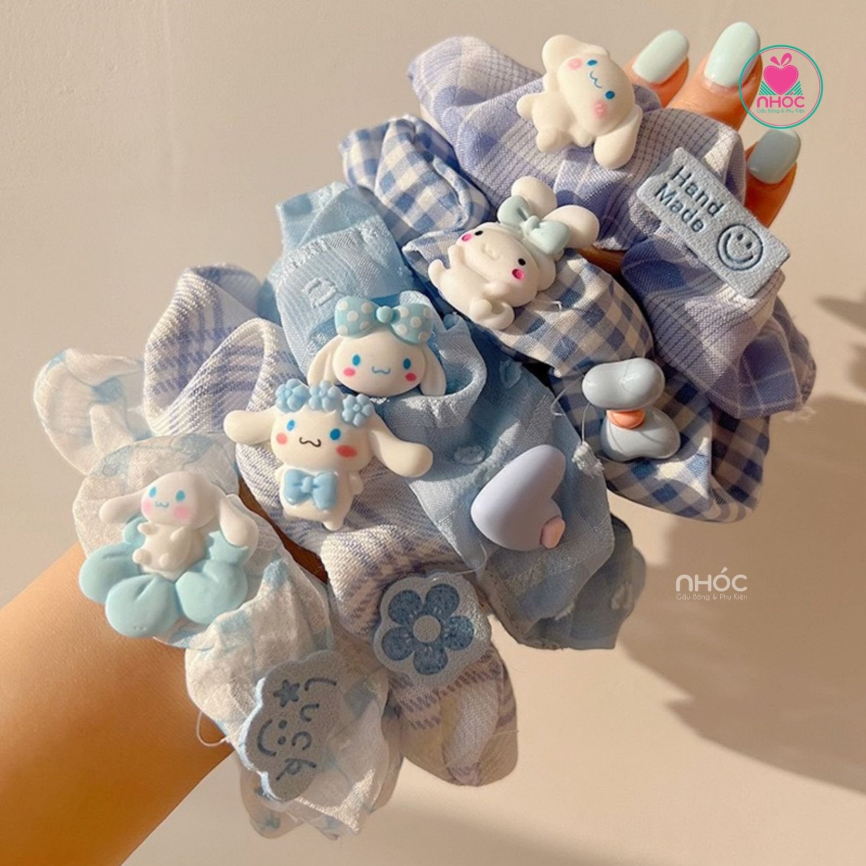 Cột tóc teen vải gân đính thú phụ kiện - 3001
