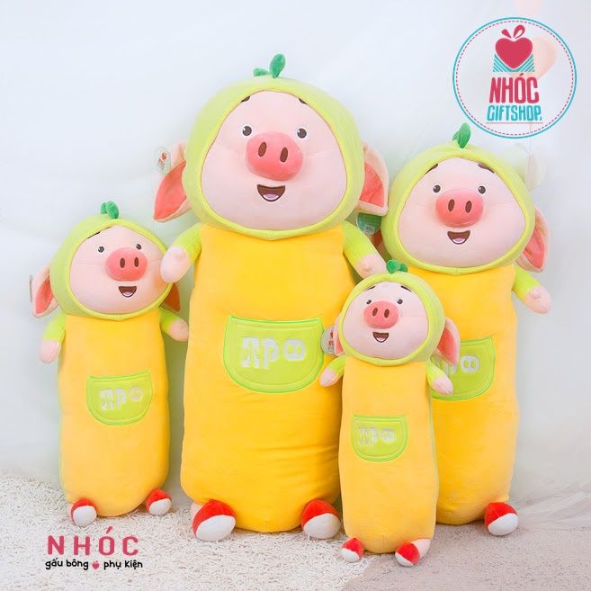 Thú bông Heo tik tok mặc áo thú lông mịn đứng - Xanh lá cây - 60340