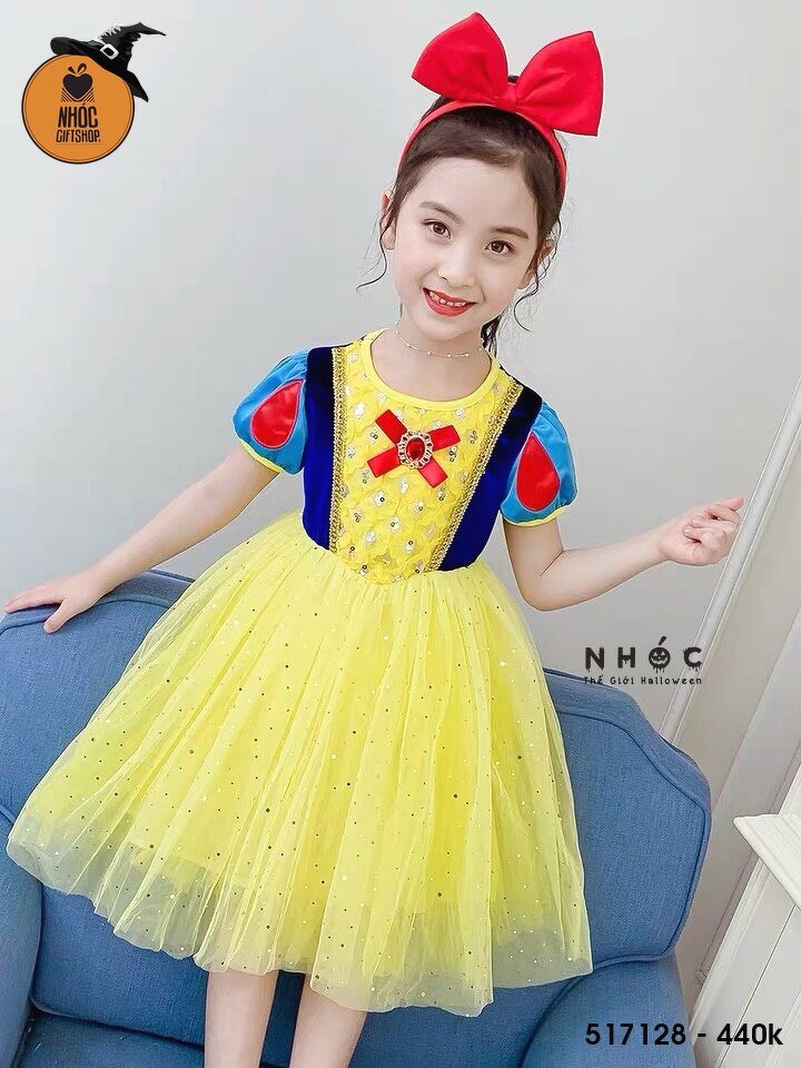 Đầm halloween công chúa bạch tuyết váy lưới kim sa - 44001 - 100cm