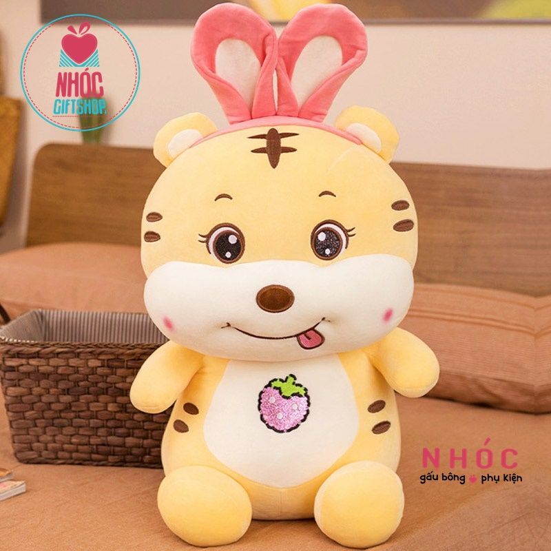 Thú bông hổ tai thỏ lông mịn ngồi - Vàng - 45320