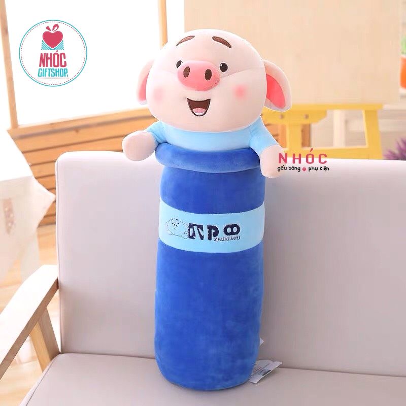 Gối ôm heo tik tok bình sữa lông mịn - Xanh da trời - 70360