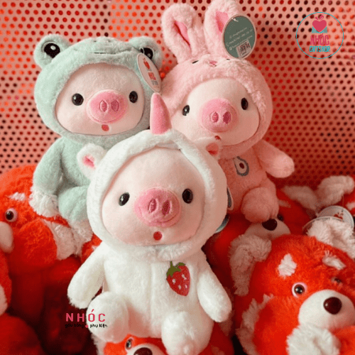 Thú bông nhỏ heo mặc áo thú ôm bình trái cây - 9501