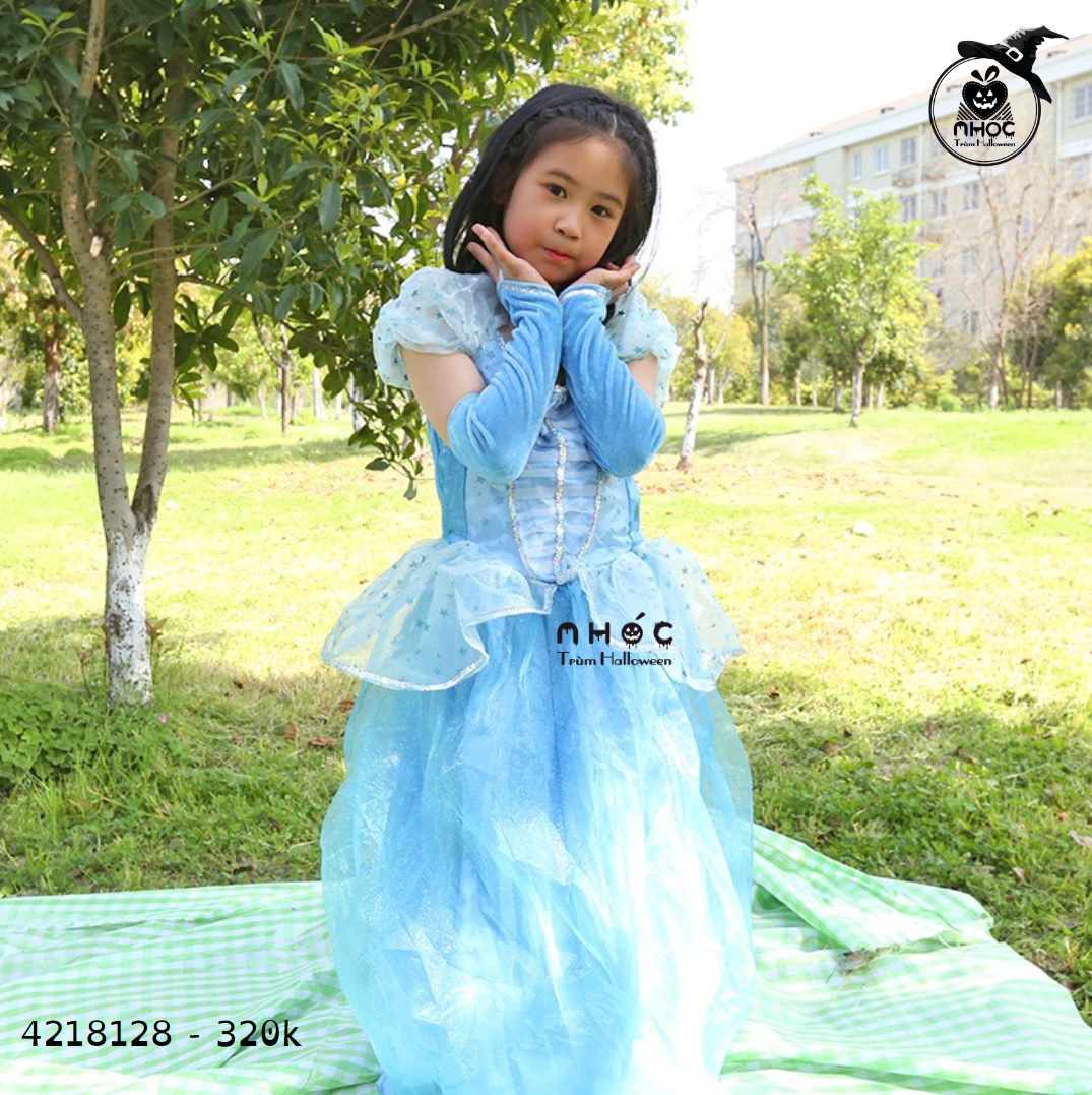 Đầm halloween công chúa lọ lem cinderella classic child - Xanh da trời - 100320
