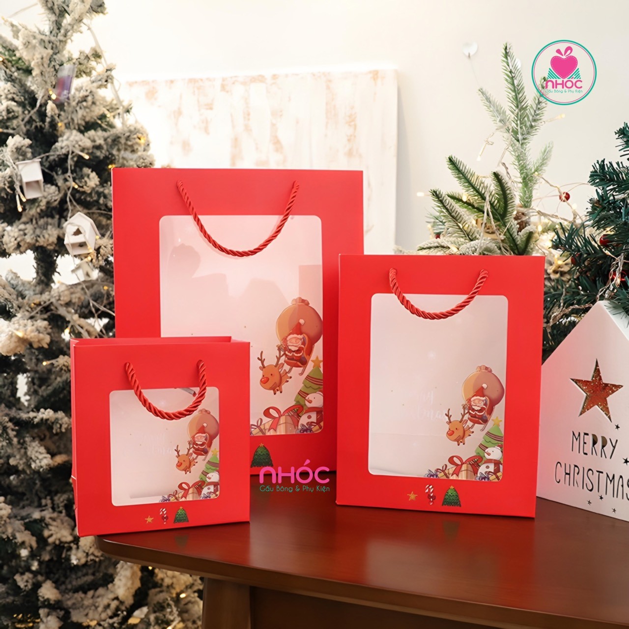 Túi quà noel kiếng 32*25*12 - 4001