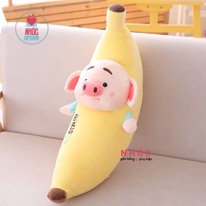 Gối ôm Heo Tik tok trái cây lông mịn - Chuối vàng - 65350
