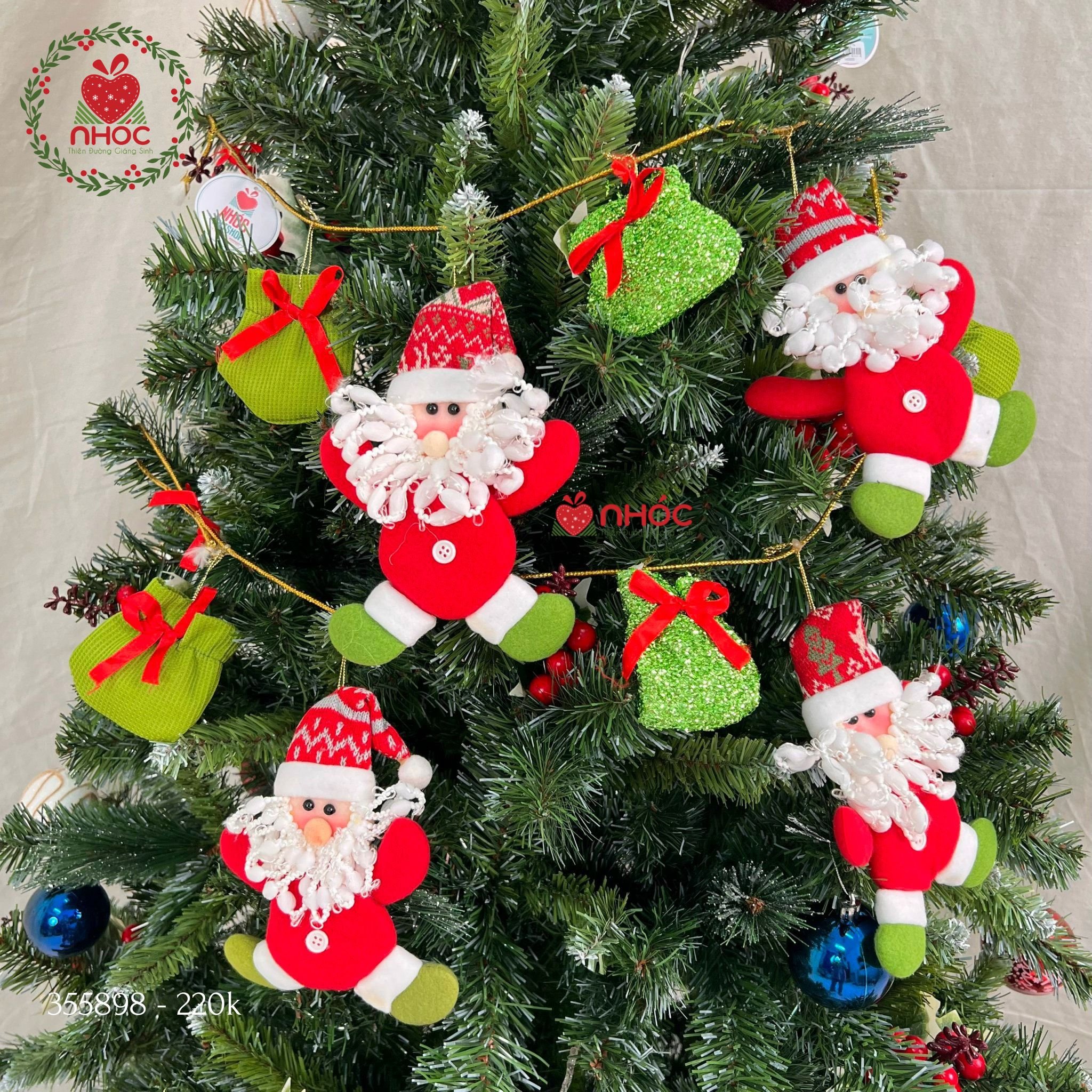 Dây trang trí noel bộ ông già túi quà- 140220