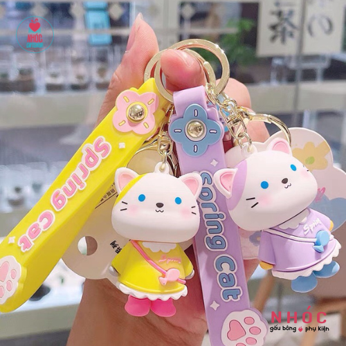 Móc khóa poly dẻo Spring Cat - Vàng - 6501