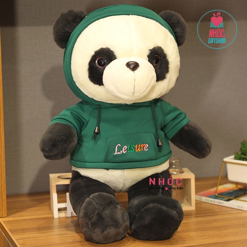 Thú bông gấu Panda mặc áo hoodie CH - Xanh lá cây - 55380