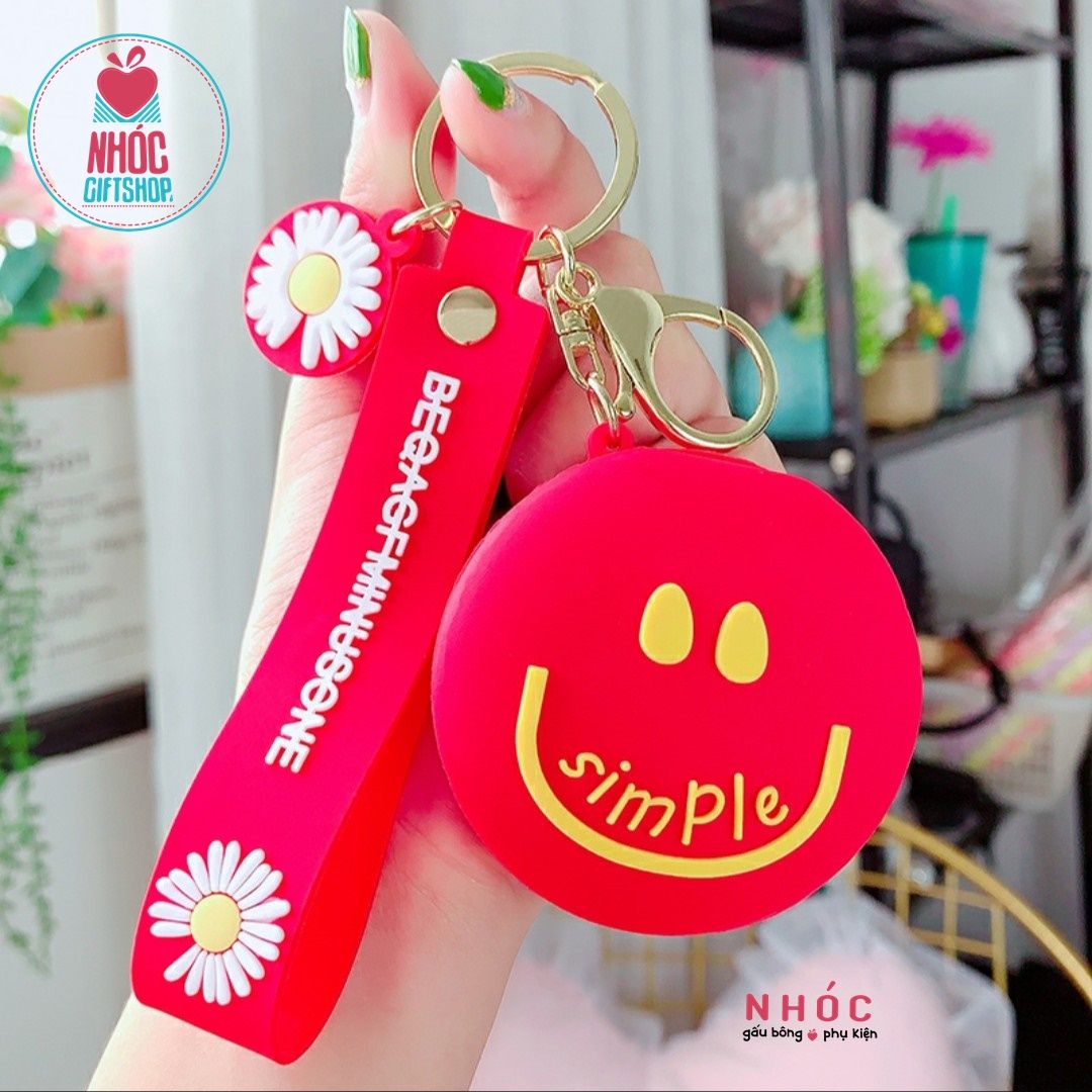 Móc khóa poly gương mặt cười - 5001 - Đỏ