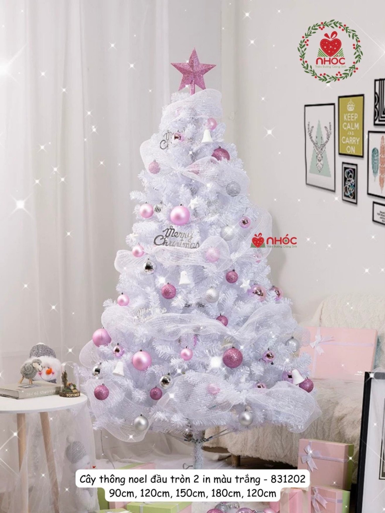 Cây thông noel đầu tròn 2 in màu trắng - 4' LP - TNQC - 4T - 120340