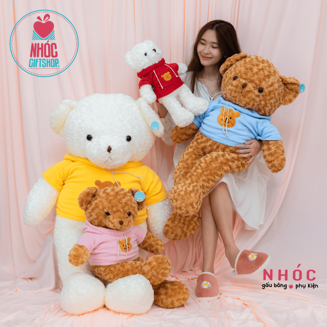 Gấu teddy áo nỉ thêu gấu