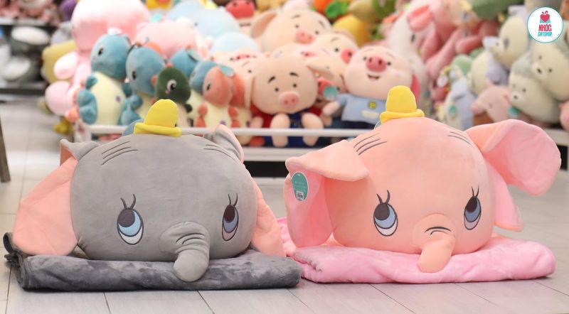 Gối mền đầu voi Dumbo lông mịn - Hồng đào - 30420