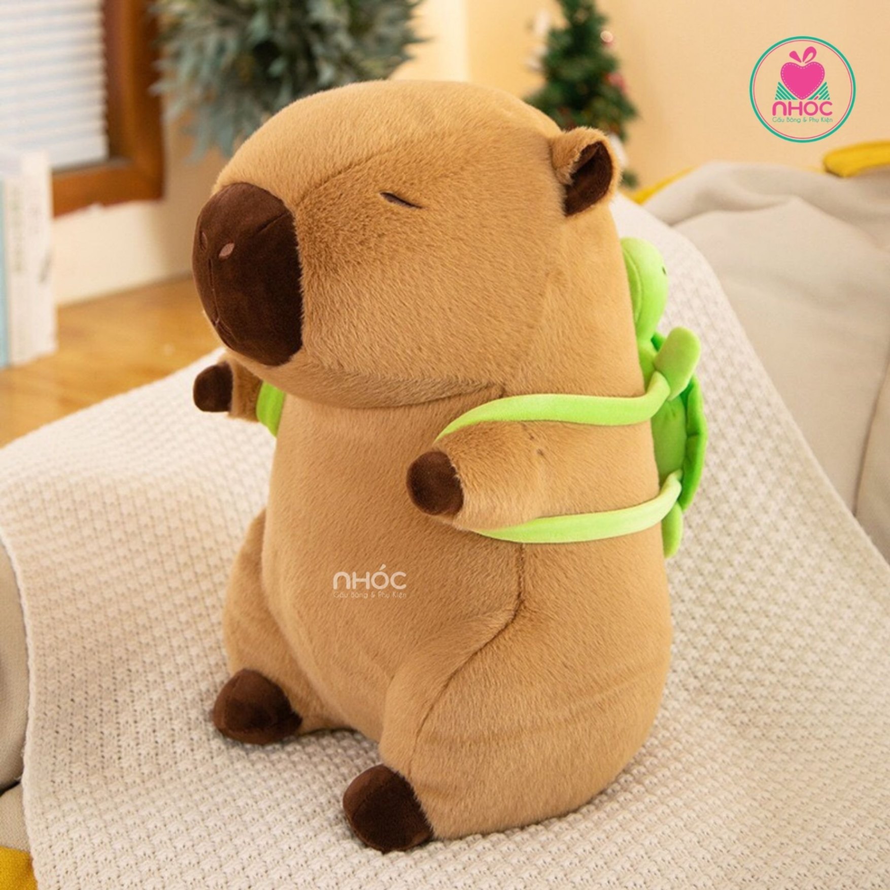 Thú bông Capybara đeo balo rùa - Nâu - 30240