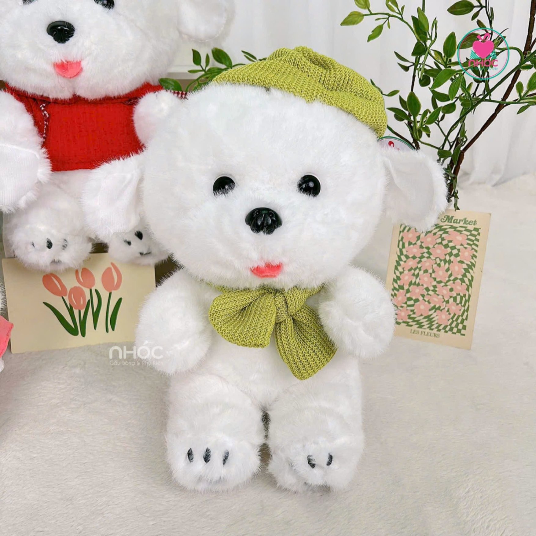 Thú bông Chó mặc áo lông xù - Nón xanh - 35310