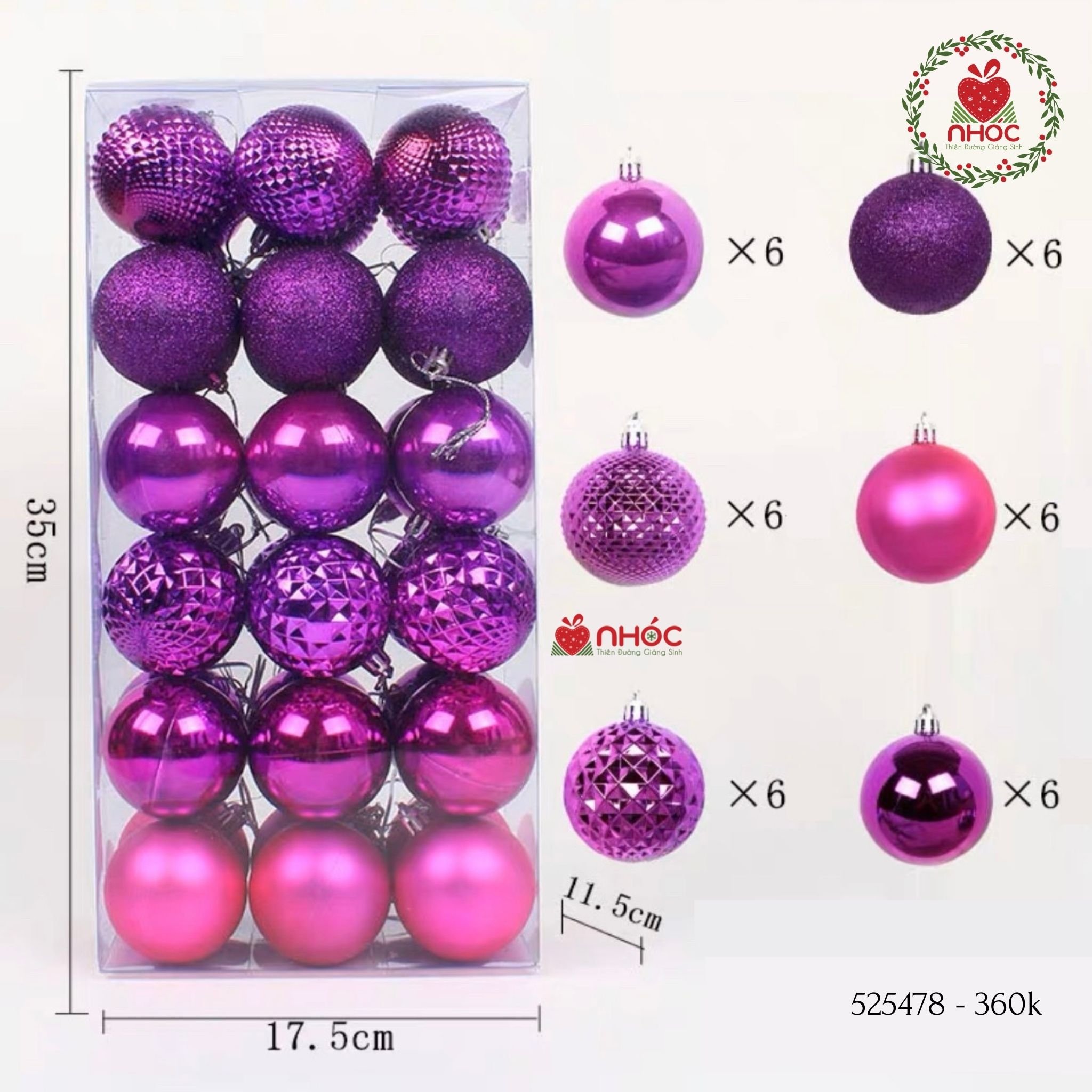 Trái châu kiểu hộp mix bộ 36 trái 60 ly - Tím - 60360