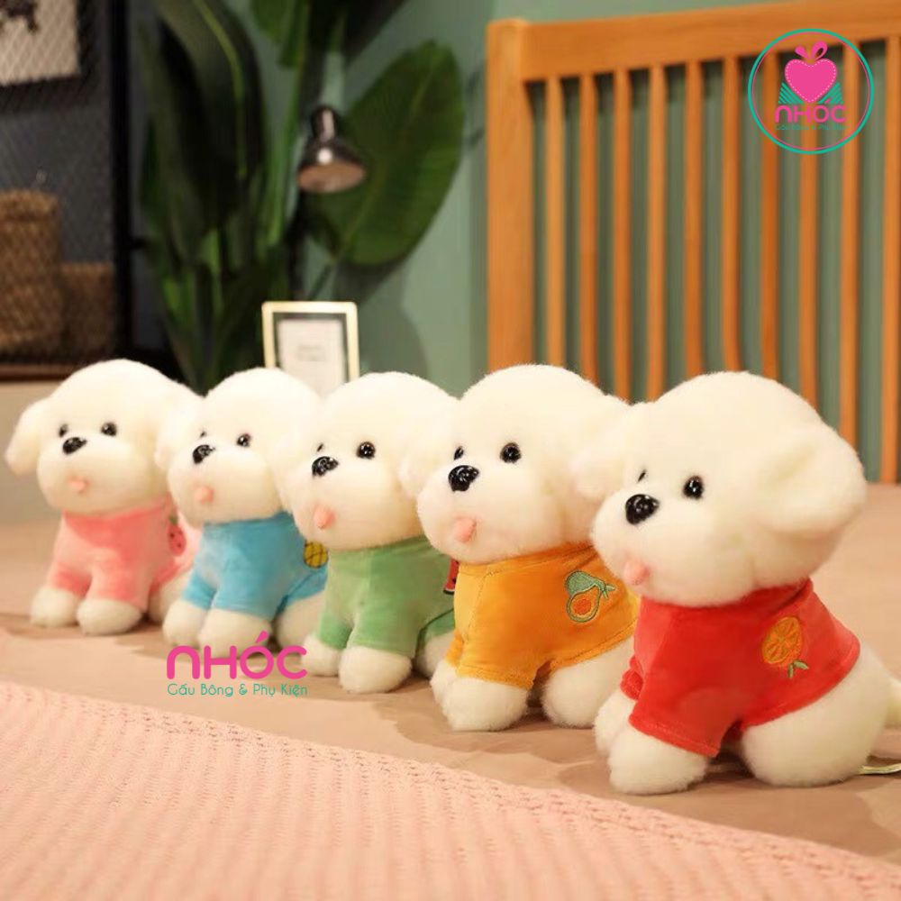 Thú bông nhỏ Chó mặc áo thêu trái cây lông xù