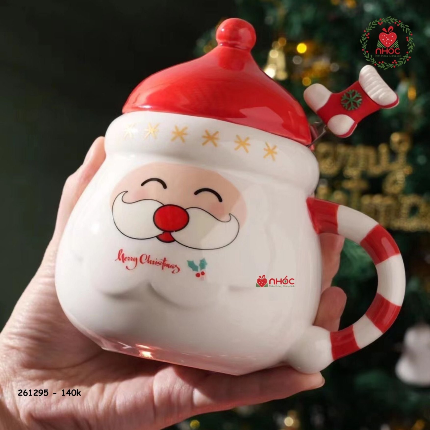 Ly sứ Noel bầu - Ông già - Trắng - 14001