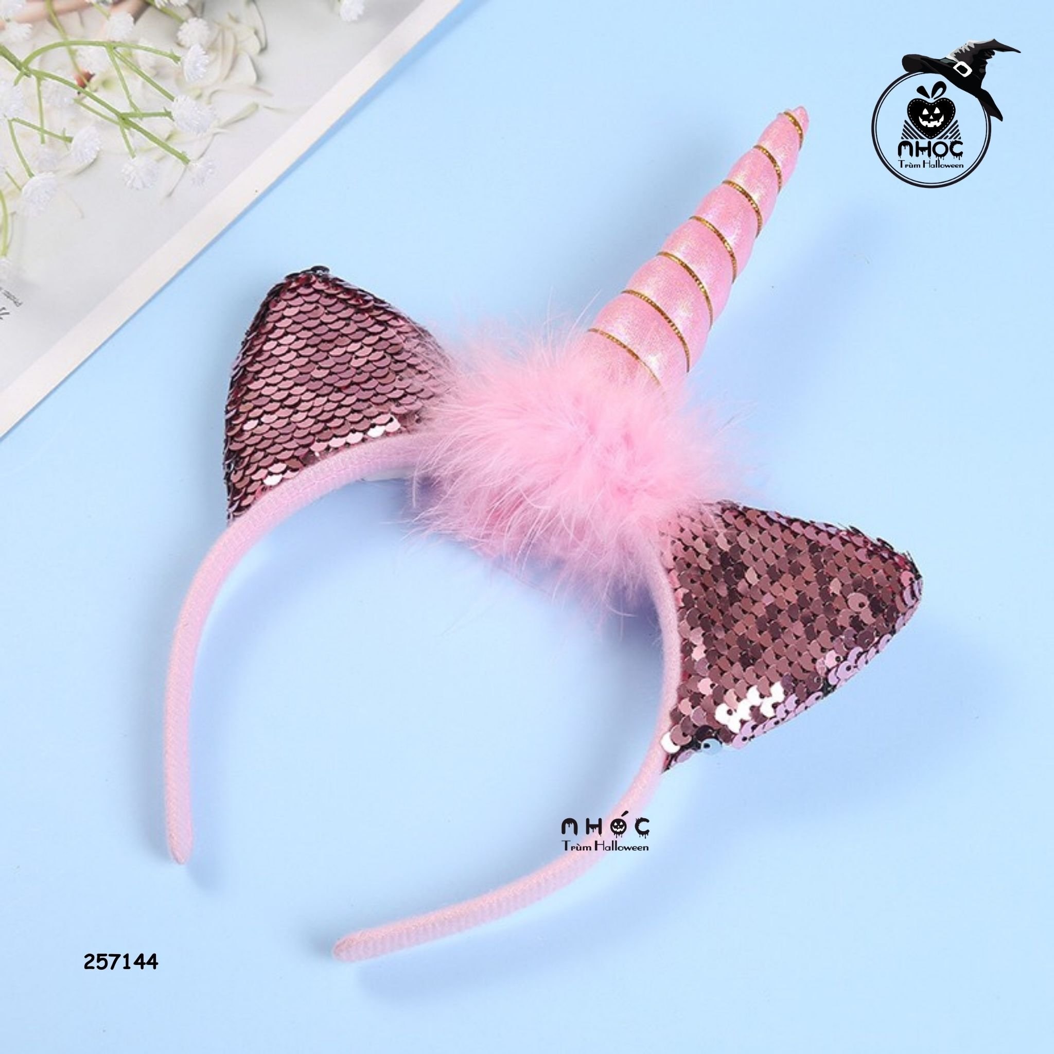 Cài tóc Halloween kỳ lân đèn - Hồng - 8001