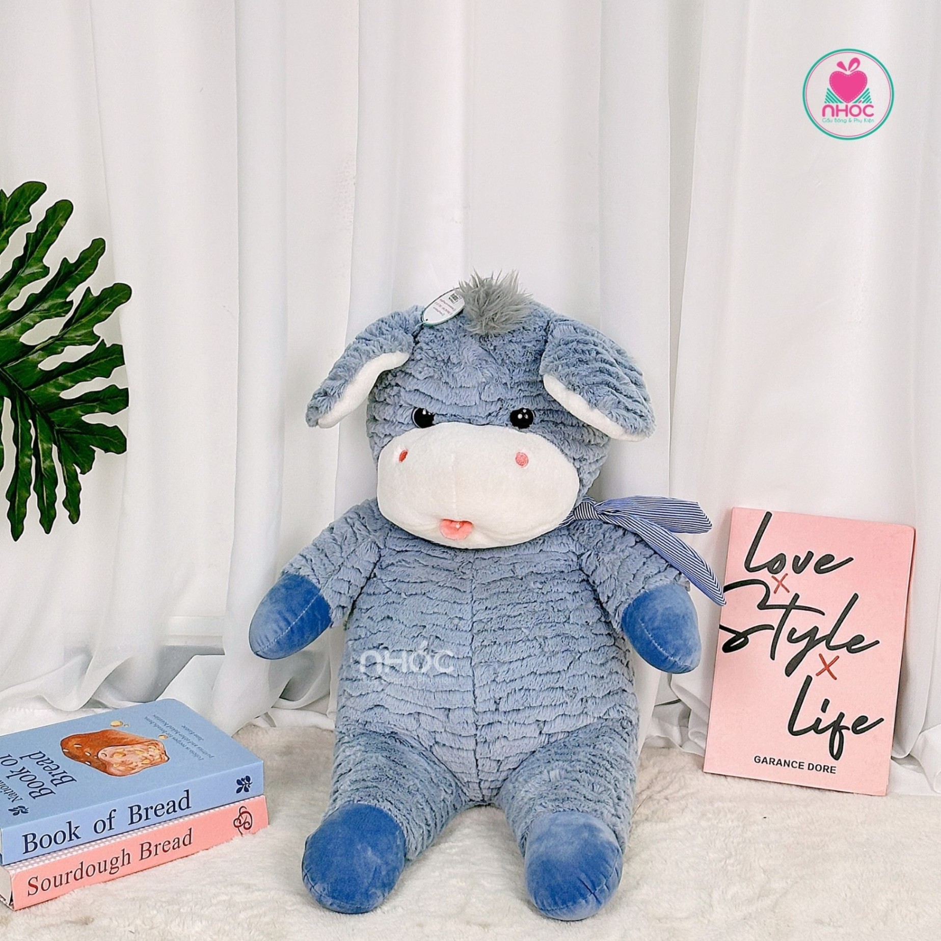 Thú bông chú Lừa quàng khăn - Xanh dương - 35340