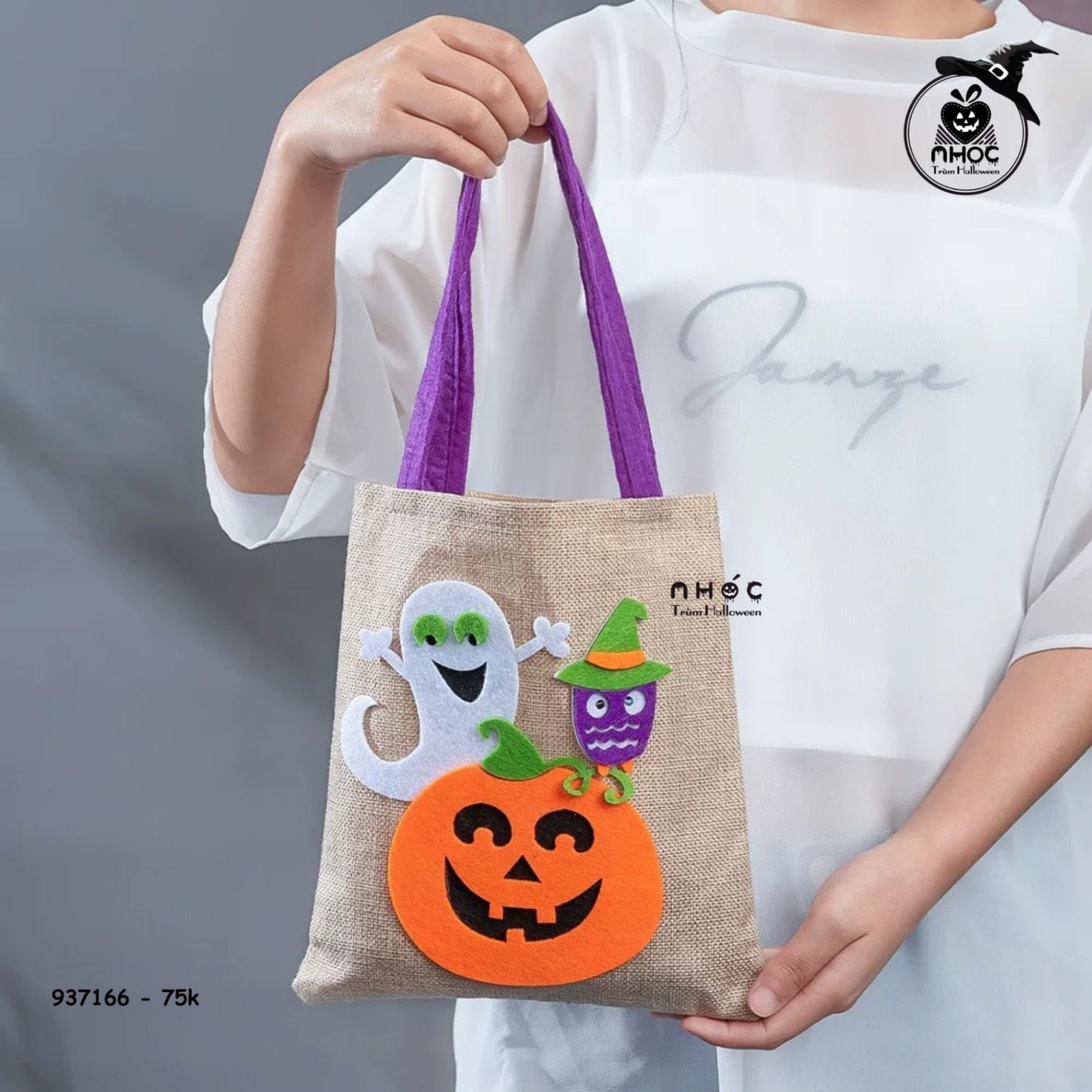 Túi xách Halloween vải bố - Ma bí - 7501