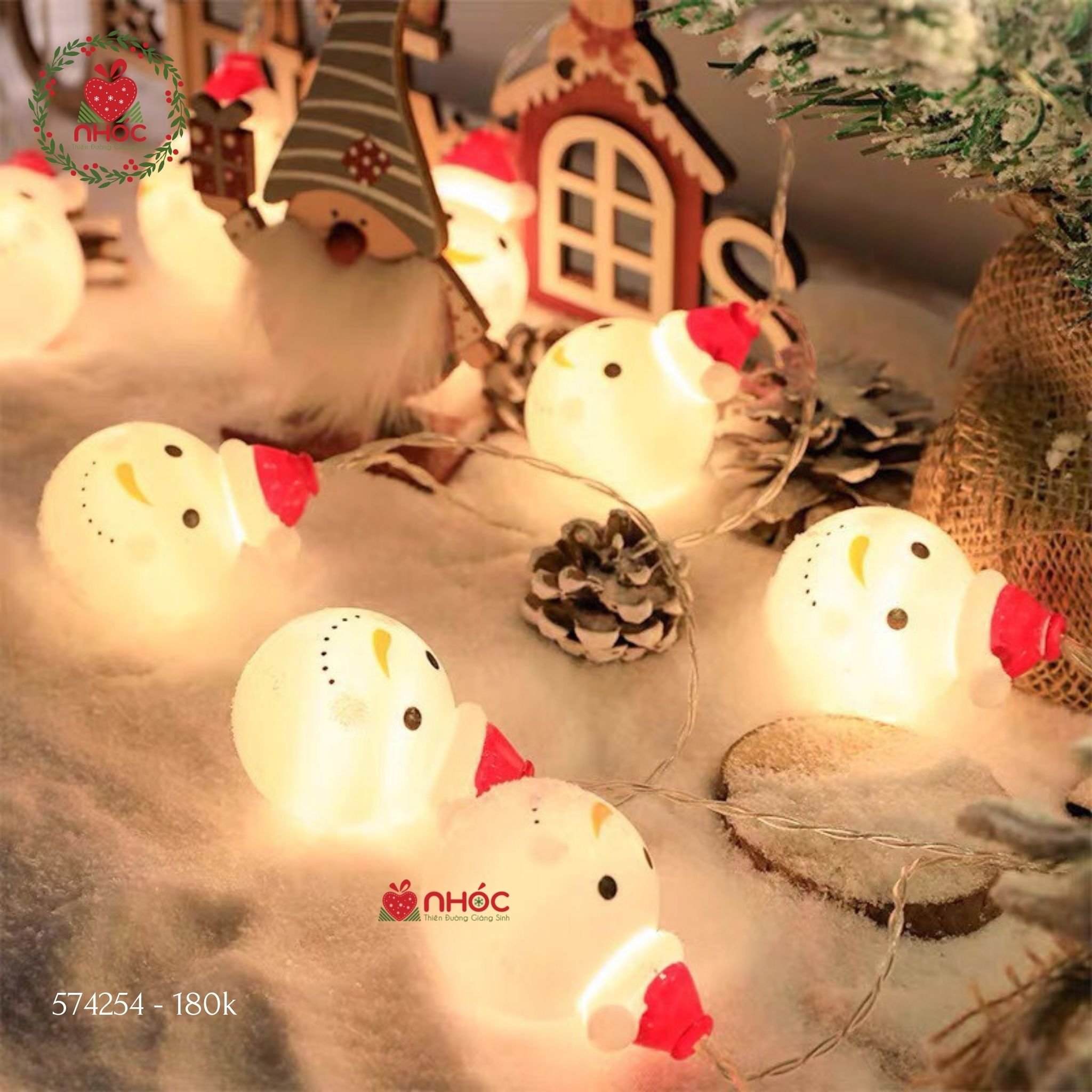 Dây đèn Noel kiểu - Đầu người tuyết - 10 bóng - 18001