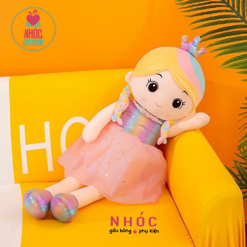 Búp bê bông công chúa ánh nhiều màu lông mịn - Hồng - 75420