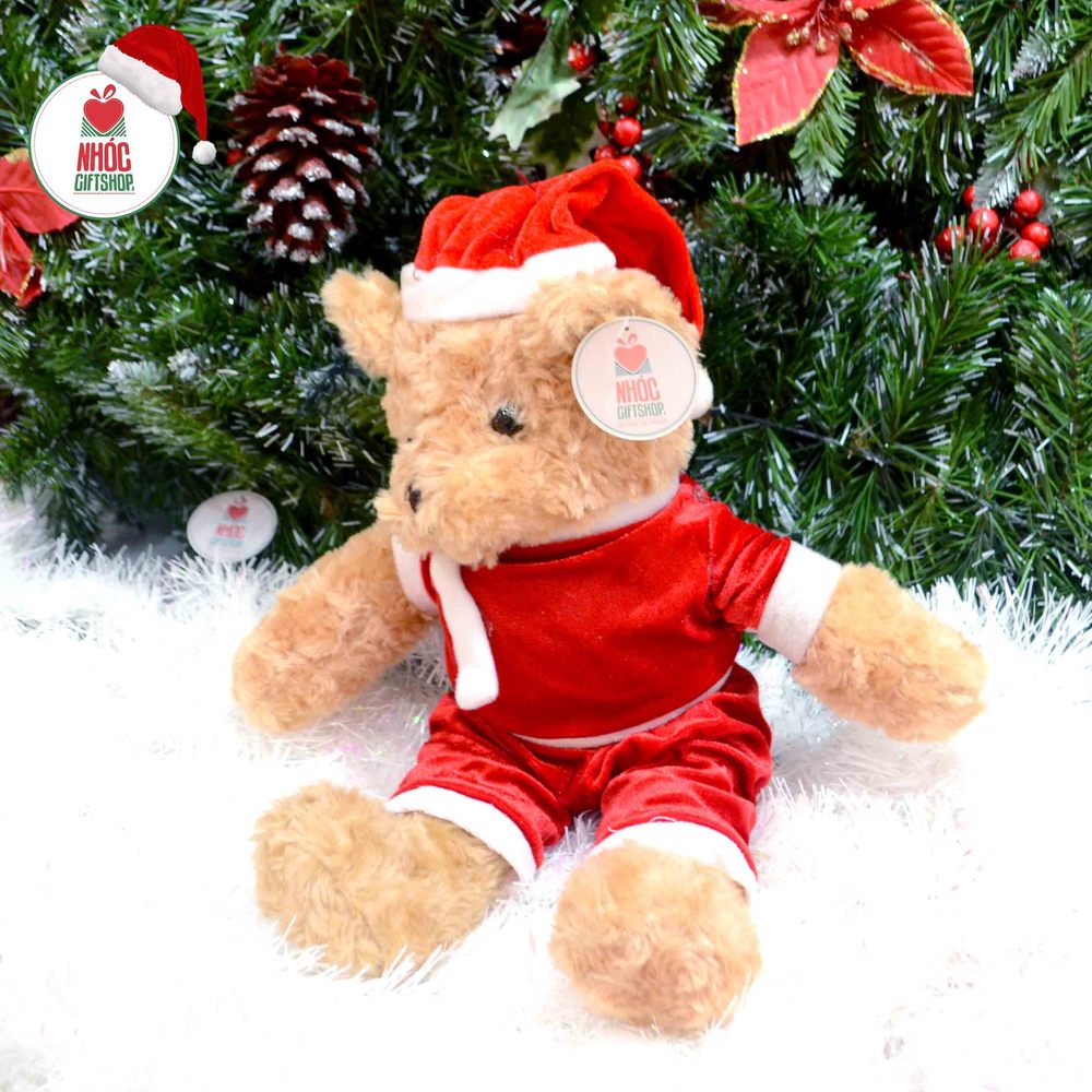 Thú bông noel gấu teddy đội mũ noel - 180