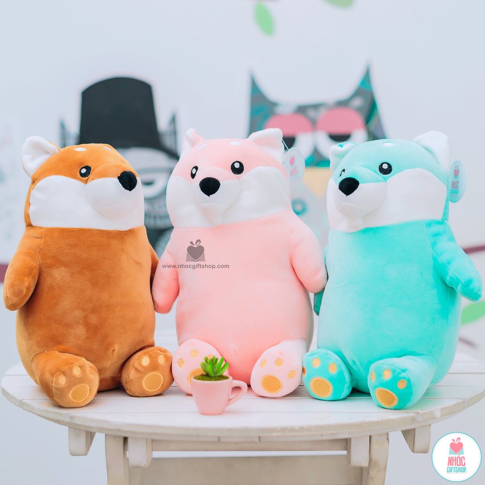 Thú bông chó Shiba ngồi lông mịn - Hồng - 70520
