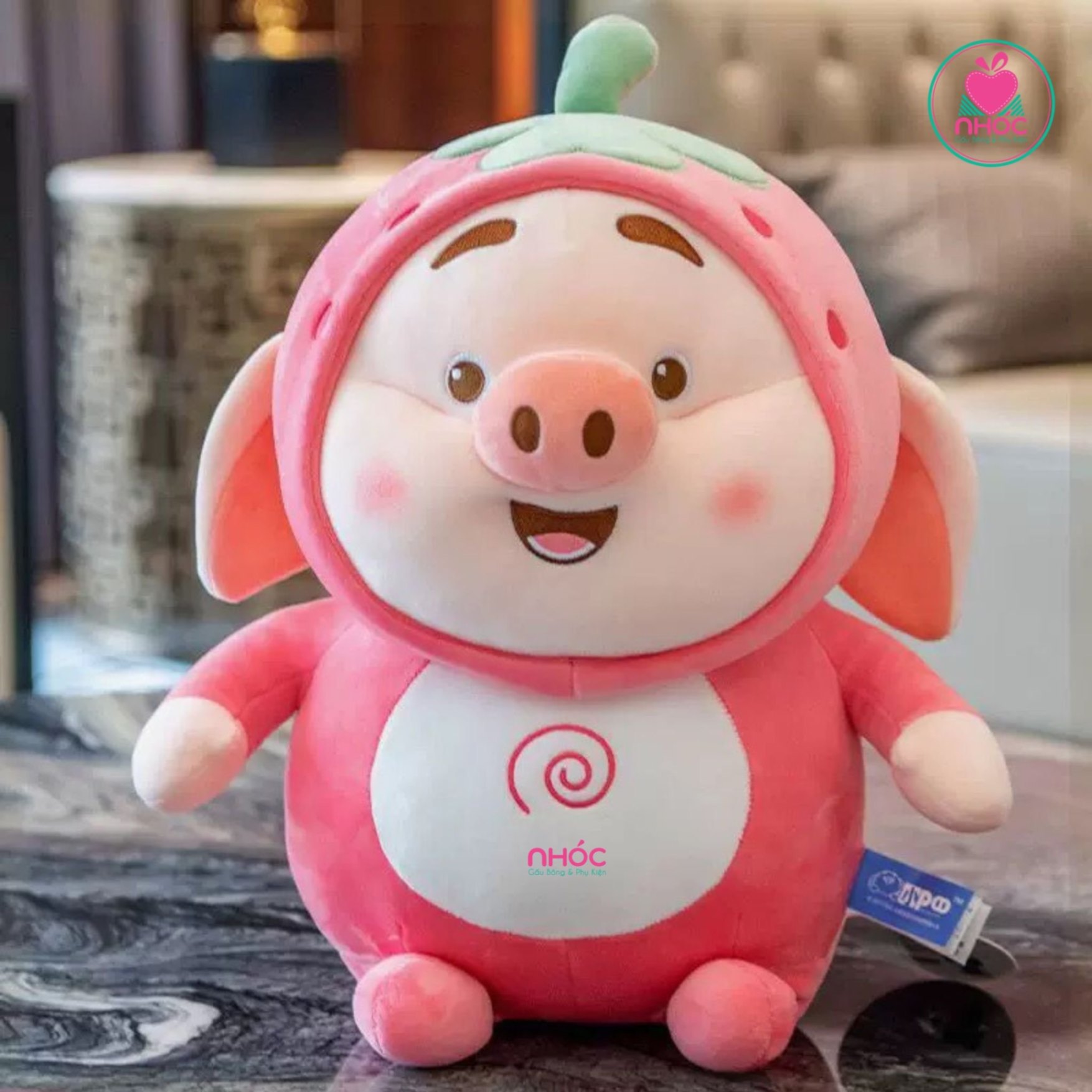 Thú bông nhỏ Heo mặc áo dâu lông mịn - Hồng - 8501