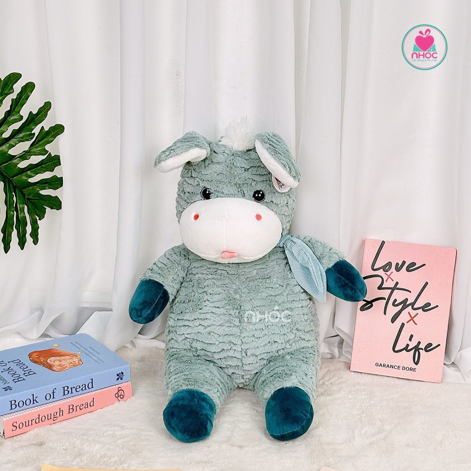 Thú bông chú Lừa quàng khăn - Xanh lá - 25160