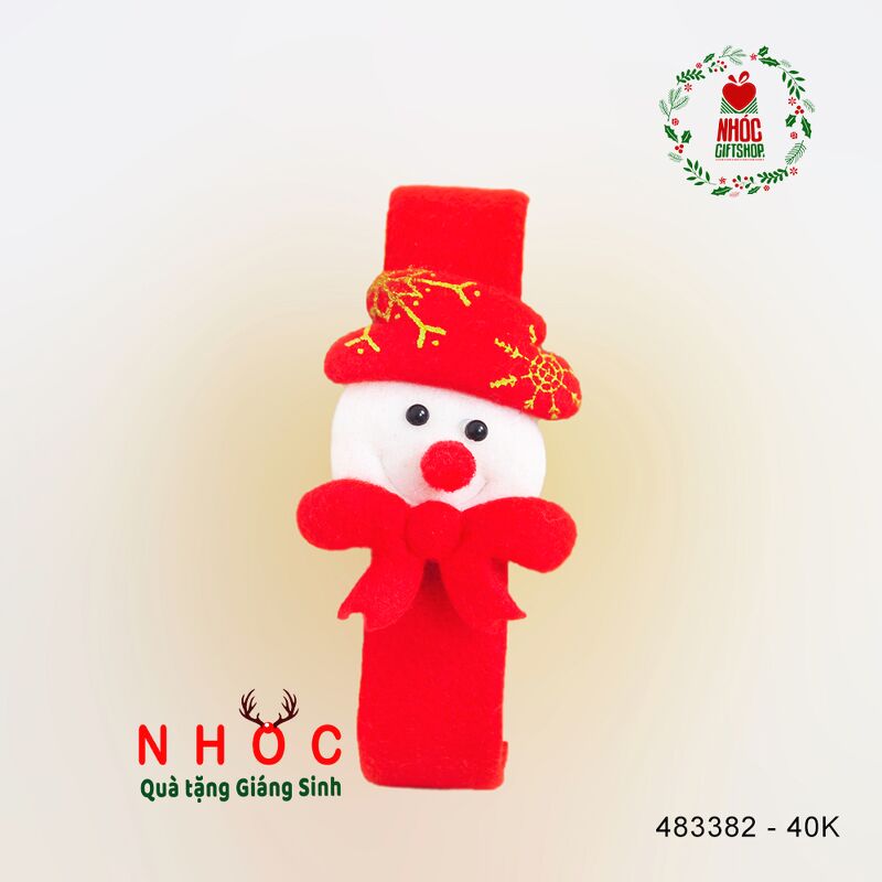 Đồng hồ noel người tuyết vòng trơn có đèn - Đỏ - 4001