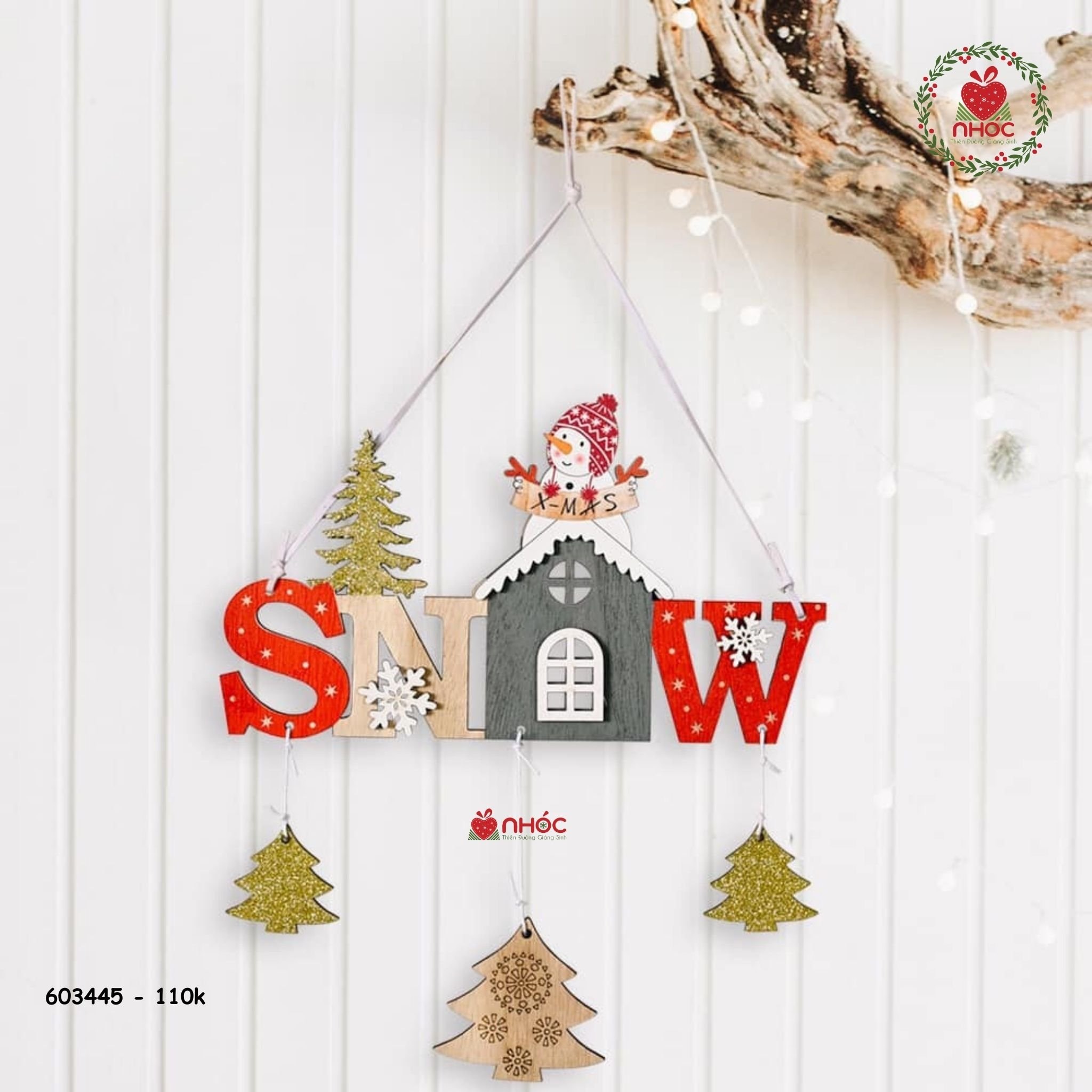 Bảng treo Noel gỗ - Người tuyết - 11001
