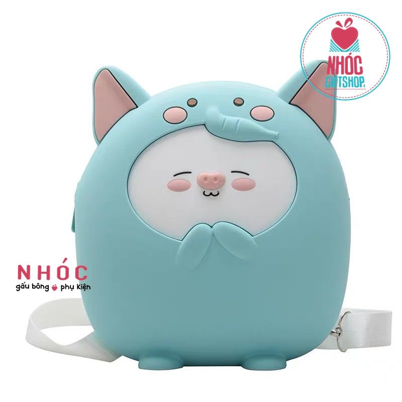 Túi đeo chéo thú silicone - Voi xanh da trời - 29001