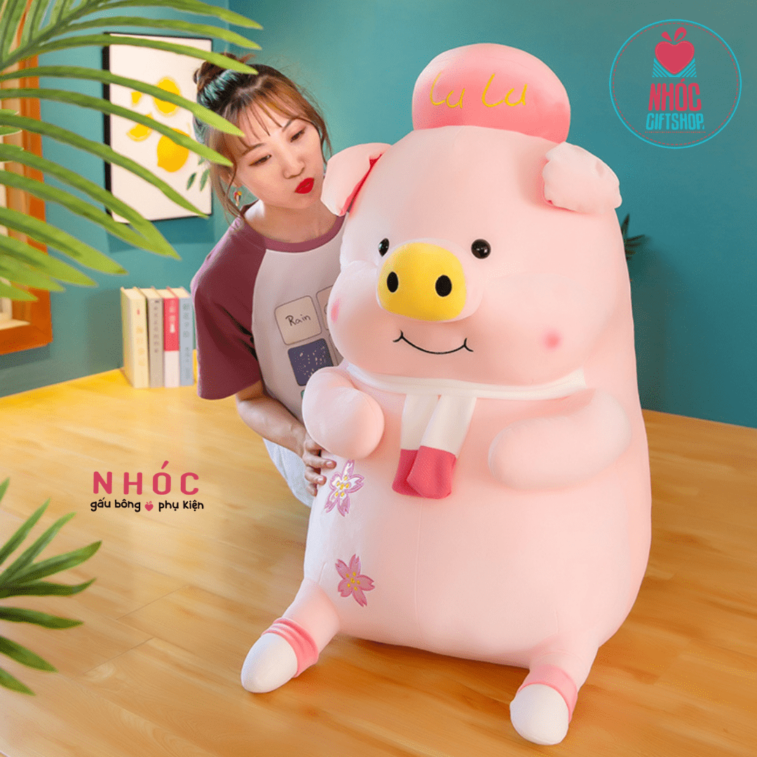 Thú bông Heo lulu lông mịn ngồi TC - Hồng - 80680