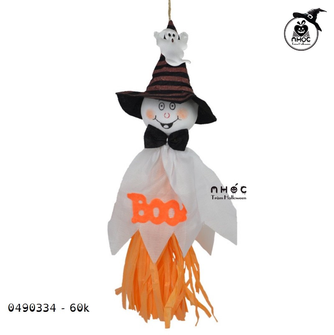 Ma boo treo nón sọc ma trơi áo rơm tua rua - Trắng - 6001