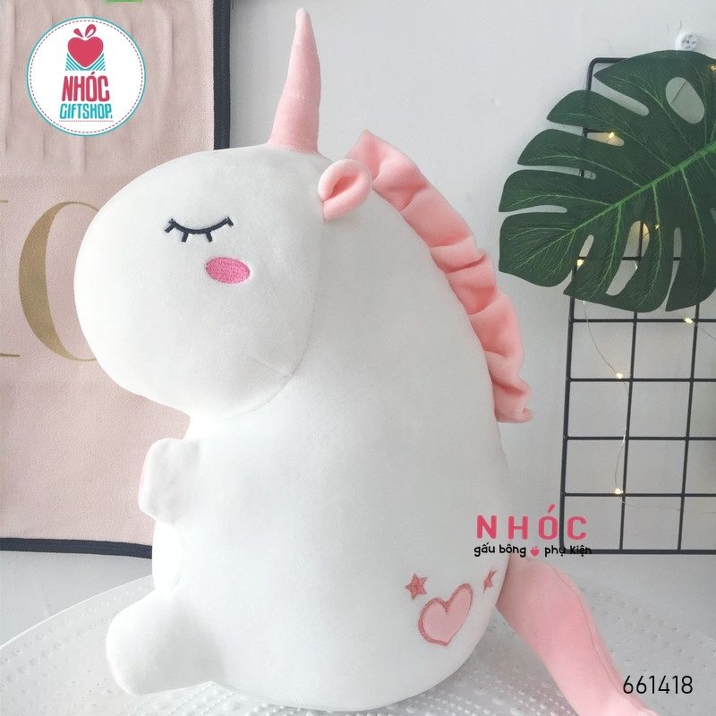Thú bông kỳ lân ú lông mịn ngồi TC - Trắng - 50310