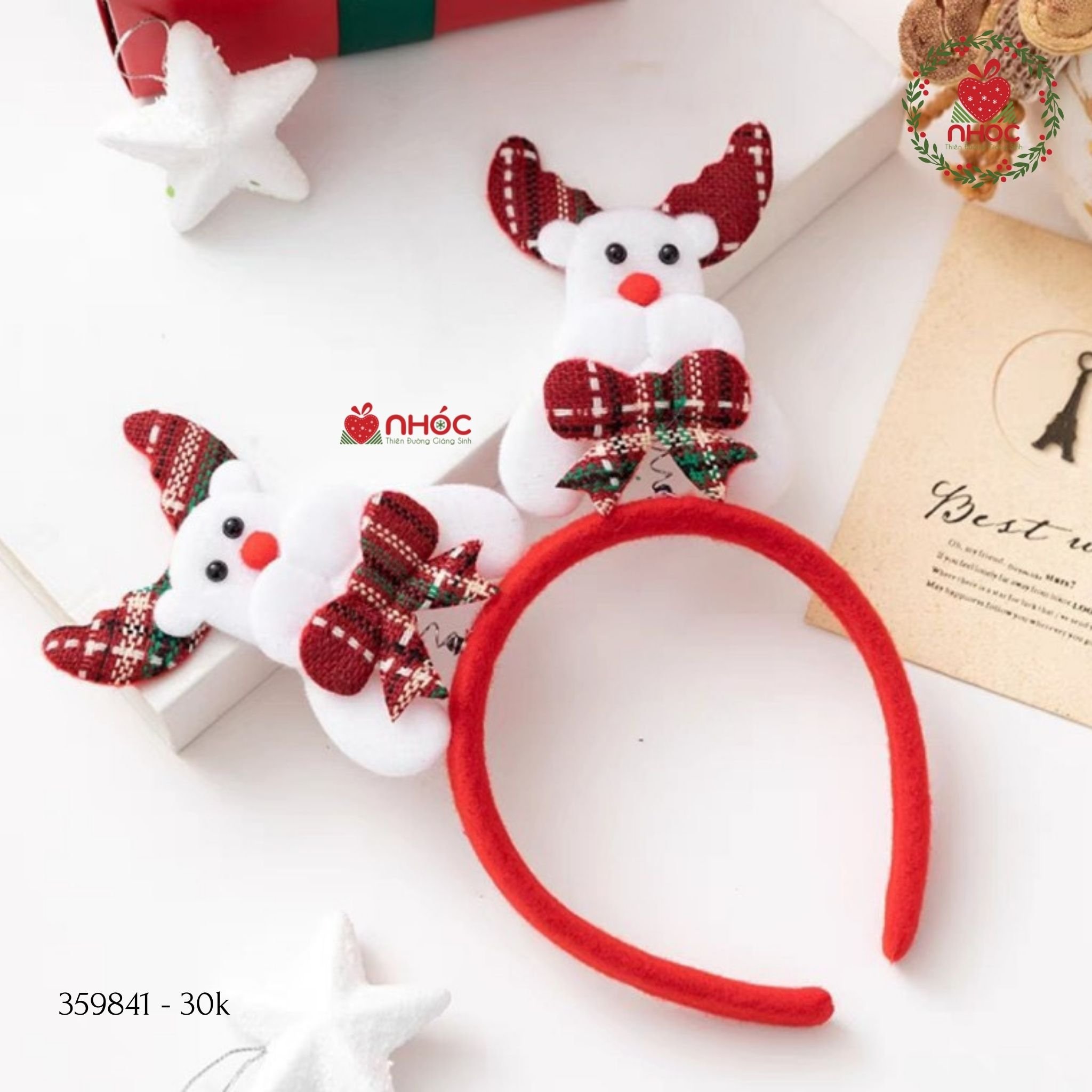 Cài tóc noel nỉ vải bố - Tuần lộc - 3001