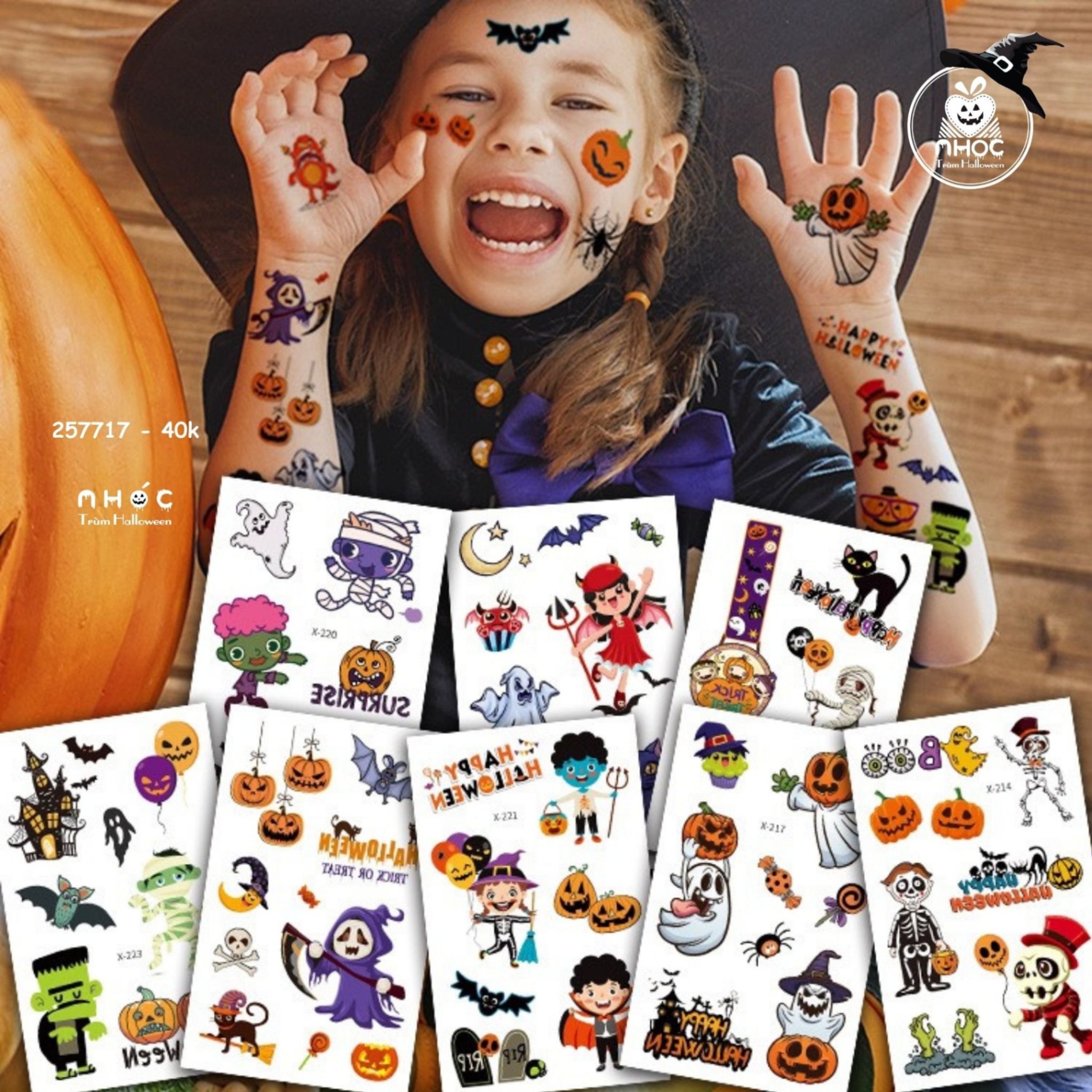 Hình dán tattoo Halloween - Hoạt hình - 4001