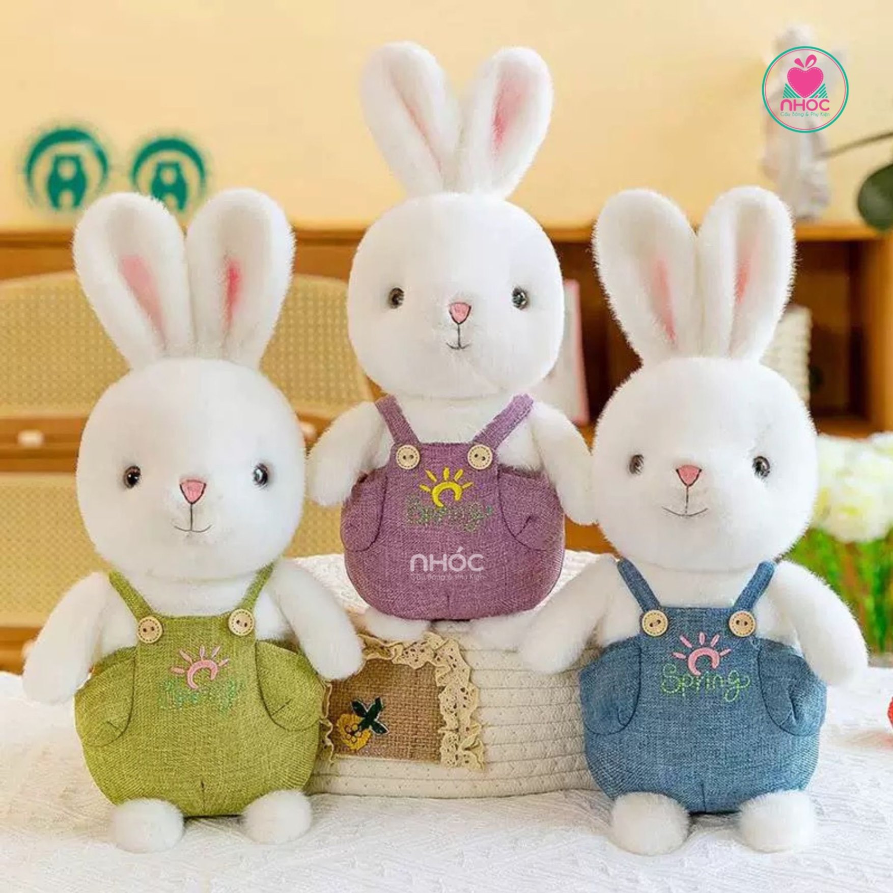 Thú bông Thỏ mặc yếm thêu lông xù - 30140