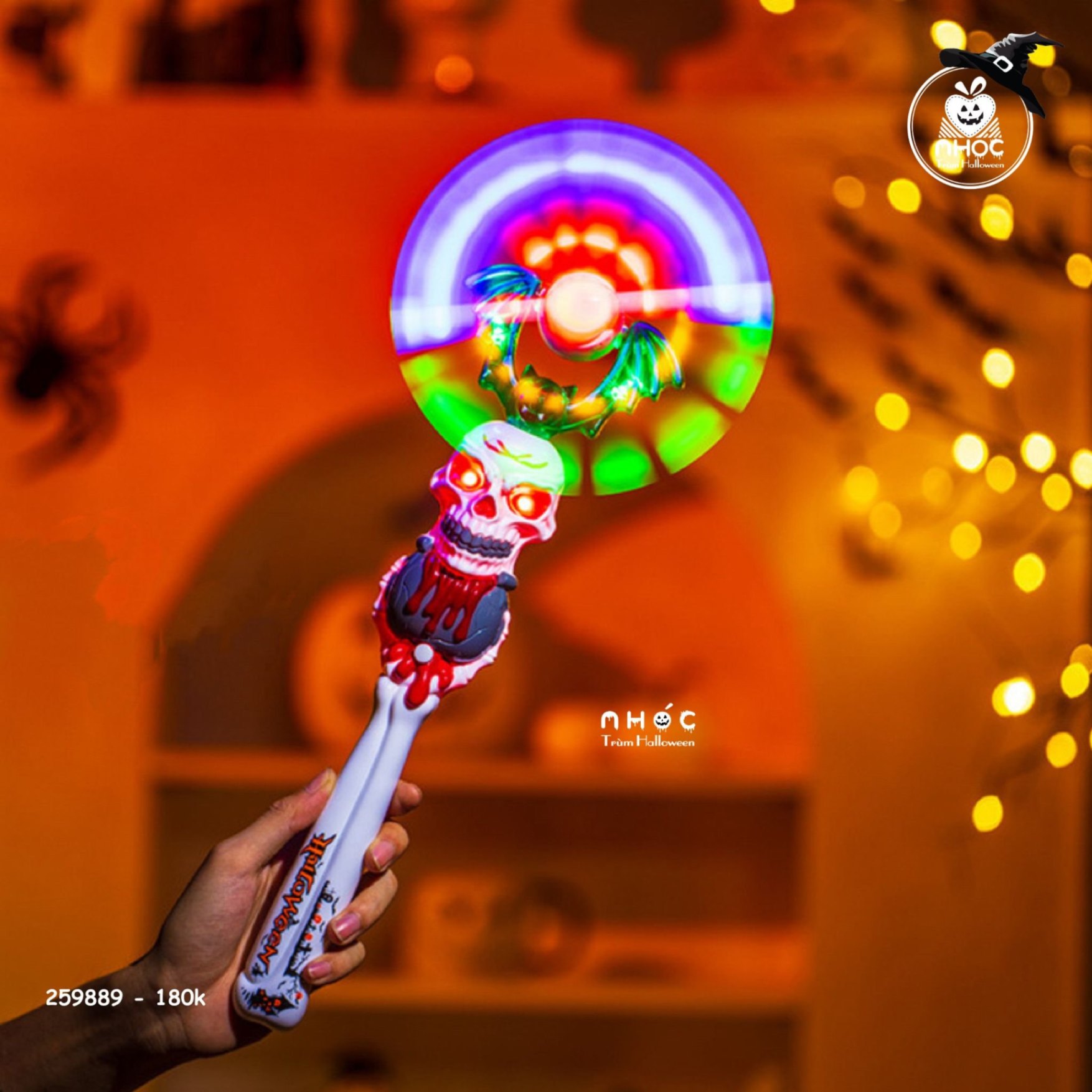 Que đèn Halloween cánh quạt - Đầu lâu - 18001