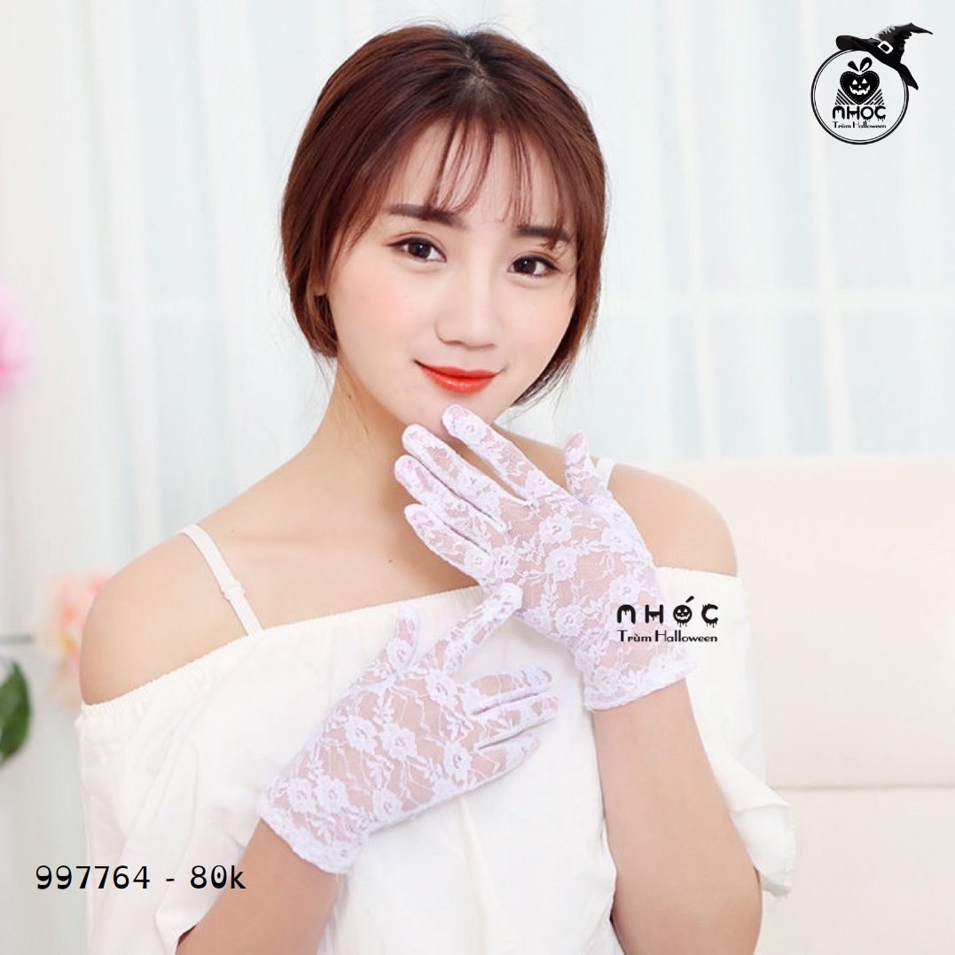 Bao tay halloween ren ngắn - Trắng sữa - 8001