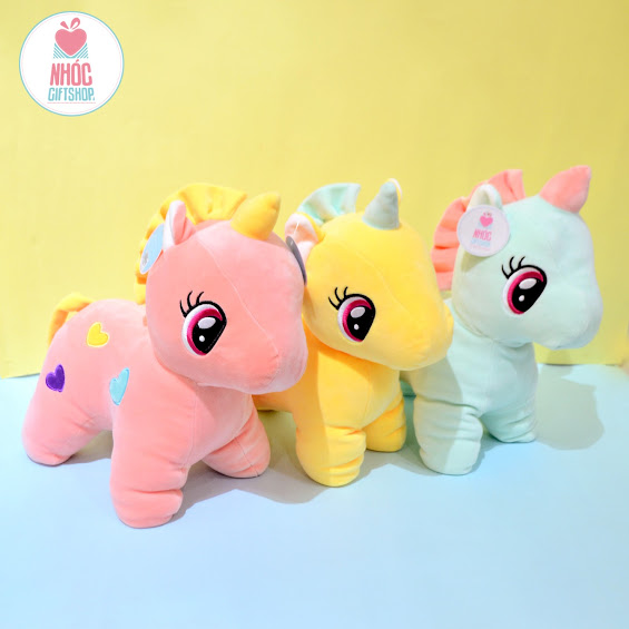 Thú bông ngựa Pony lông mịn dẹp - Xanh ngọc - 60360