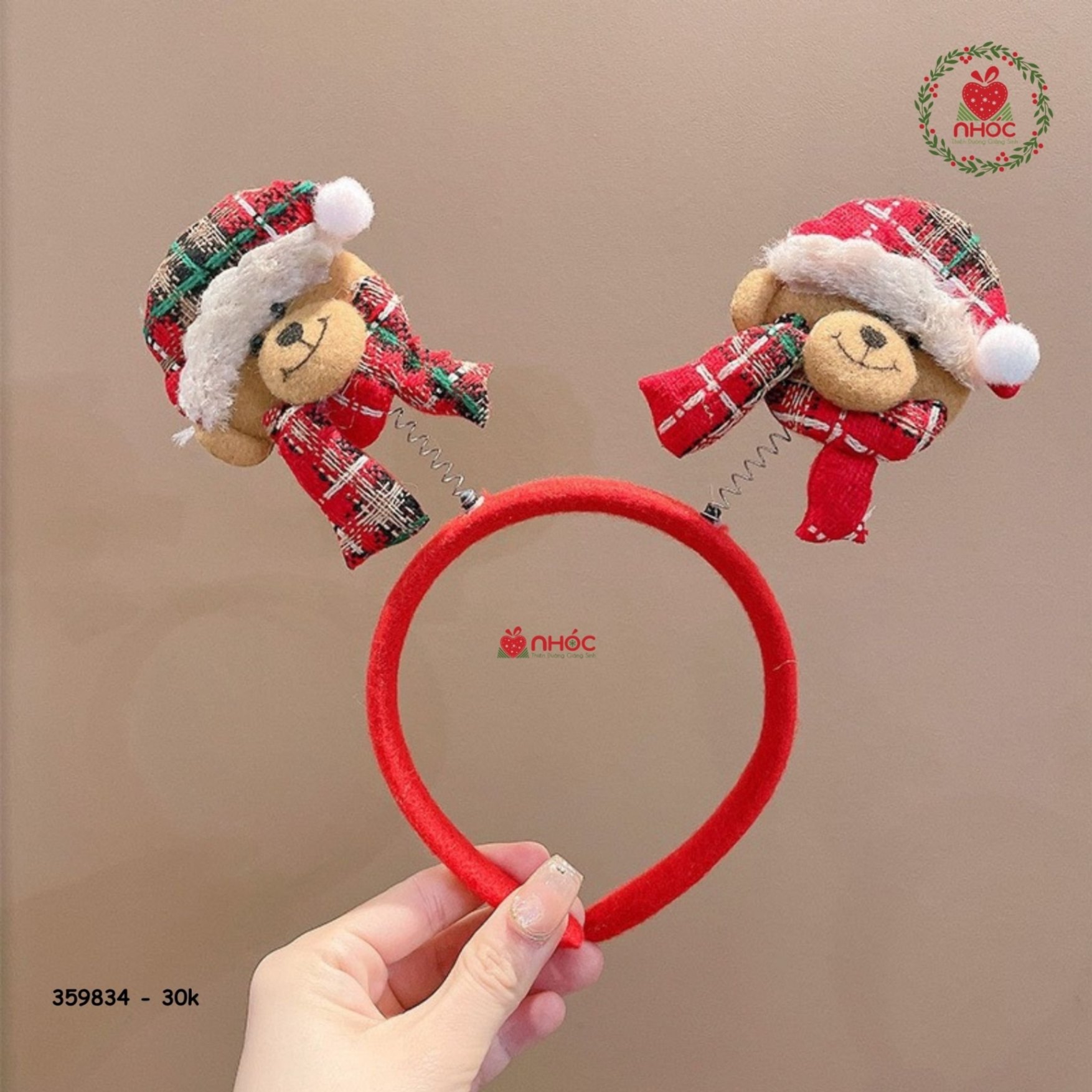 Cài tóc noel nỉ vải bố - Gấu - 3001