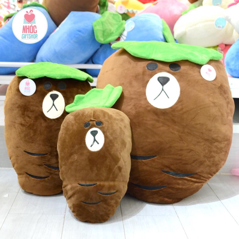 Gối ôm cà rốt gấu Brown lông mịn - Nâu - 90340
