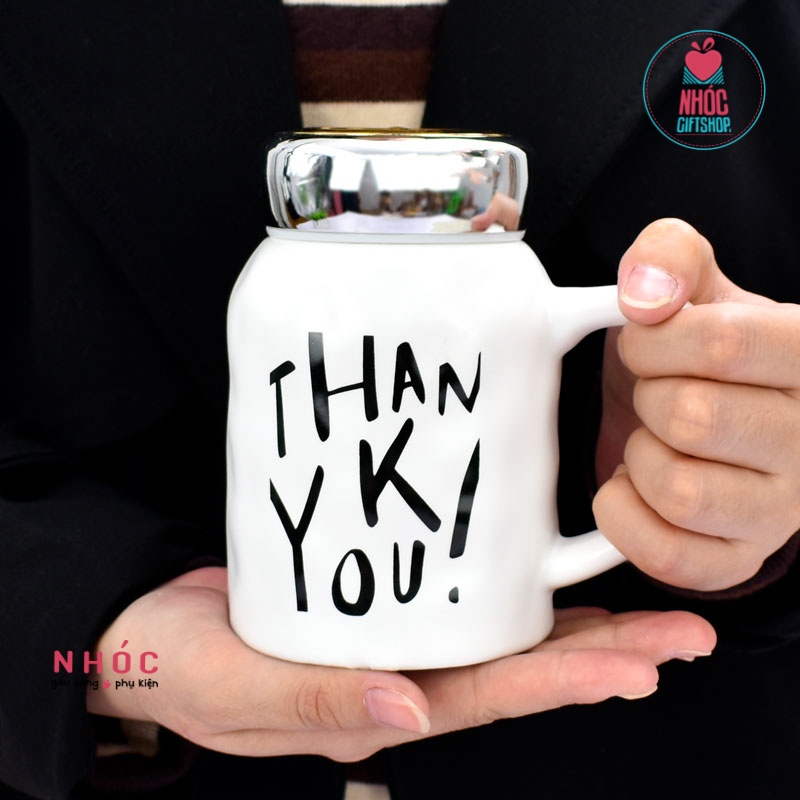 Ly sứ in chữ nắp giữ nhiệt - 12001 - Trắng