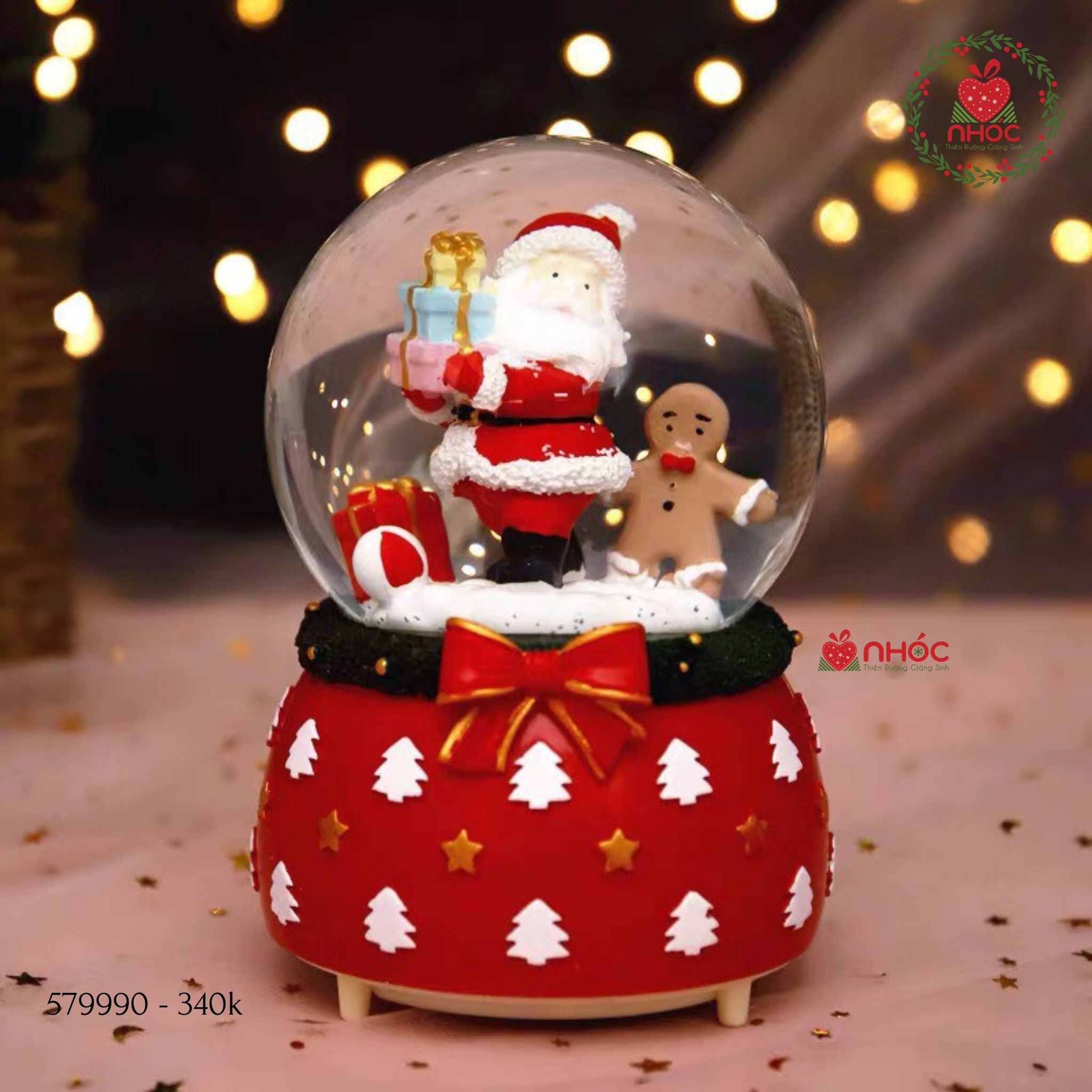 Cầu tuyết Noel đế thông sao nhạc đèn - 15240