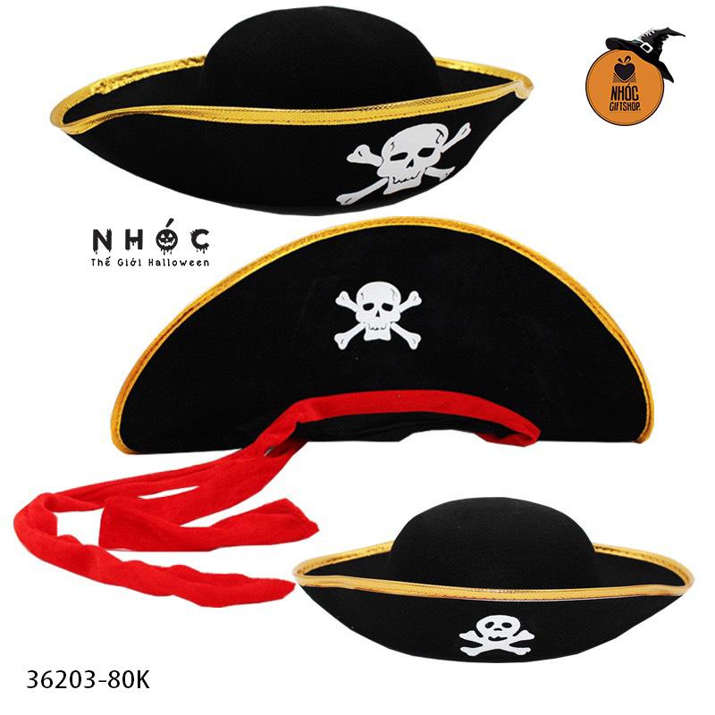Nón cướp biển nhung viền đỏ - 8001