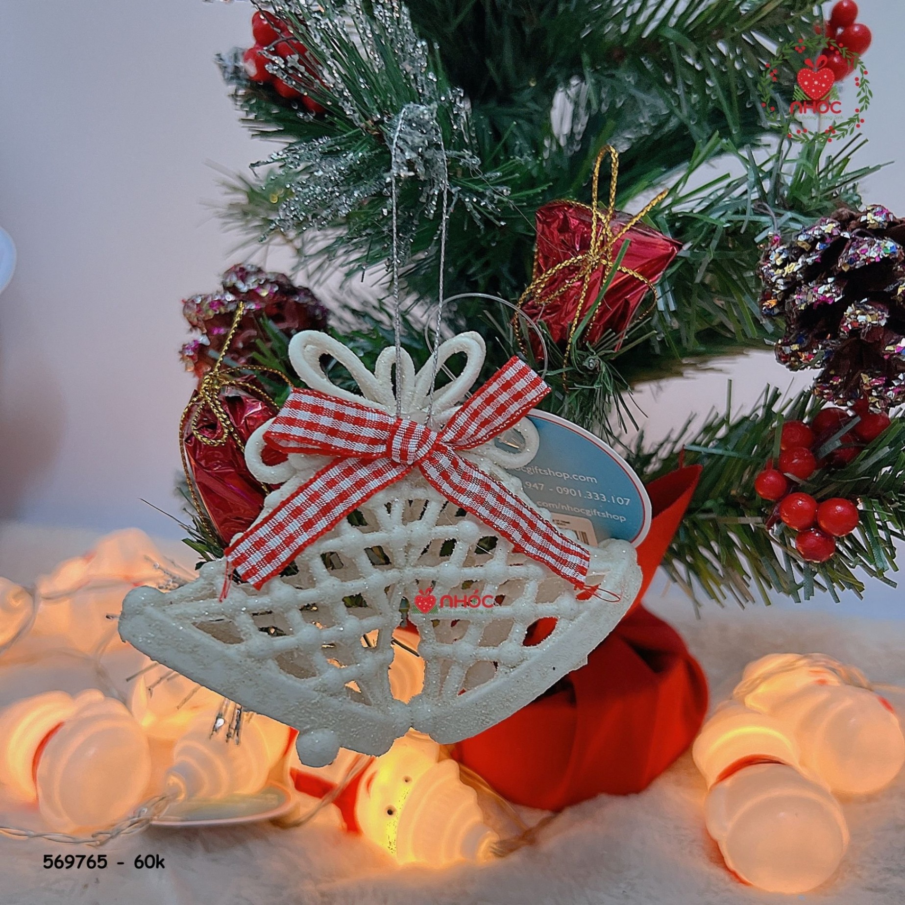 Phụ kiện trang trí Noel chuông trắng - 6001